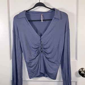 *4 FOR 30* Free People Blue Collared Button Up Top